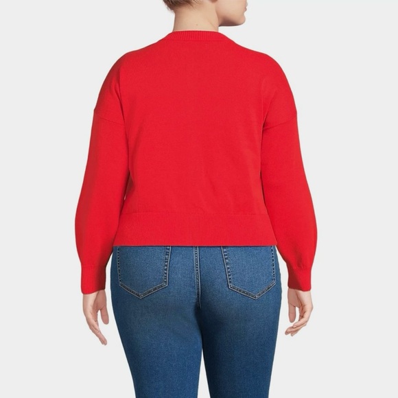 Lands' End Vibrant Red Cardigan NWOT - Picture 3 of 8